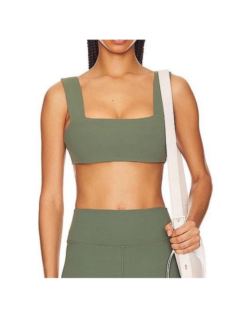 NWT WeWoreWhat Olive Square-Neck Sports Bra